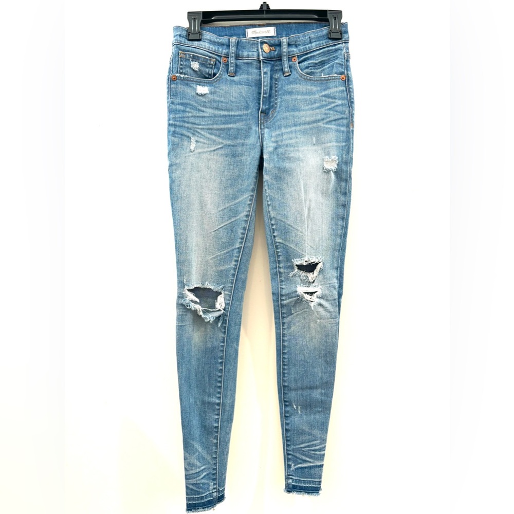 🌺 Madewell 9” High Rise Distressed Skinny Jeans Size 25 Retail $128